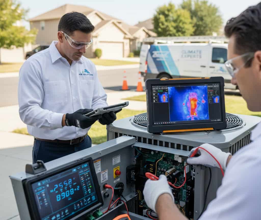 two-HVAC-workers-fixing-an-ac-system-near-me
